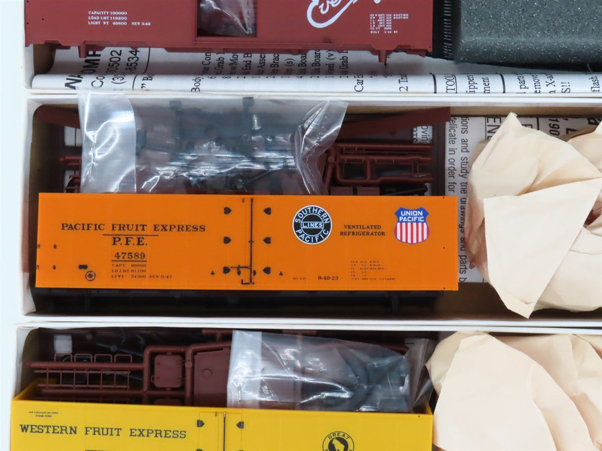 LOT of 11 HO InterMountain Kits WFEX/PFE/GN/WP/MDT/CB&amp;Q/ATSF Box Cars &amp; Reefers