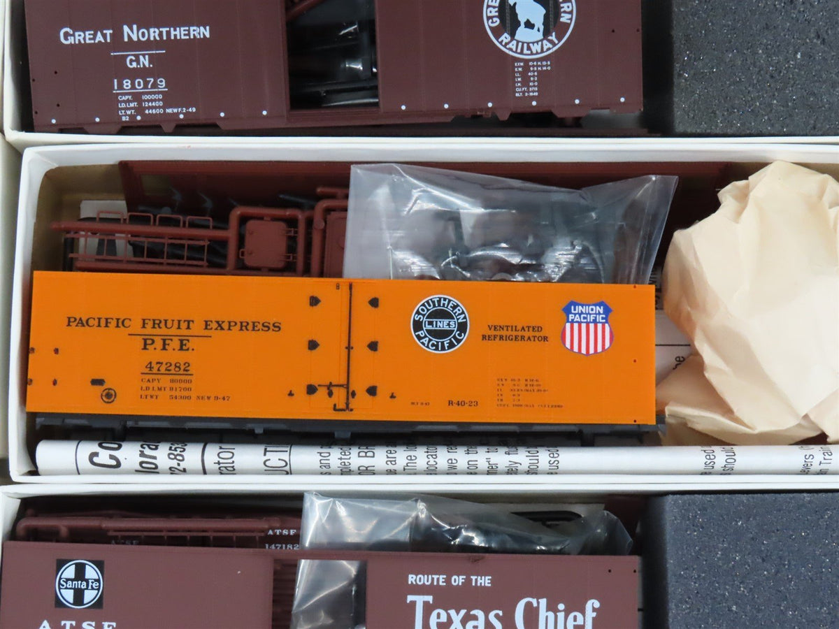 LOT of 11 HO InterMountain Kits WFEX/PFE/GN/WP/MDT/CB&amp;Q/ATSF Box Cars &amp; Reefers