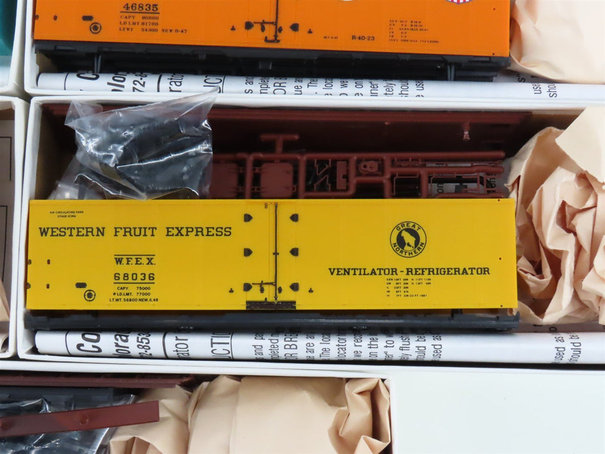 LOT of 11 HO InterMountain Kits WFEX/PFE/GN/WP/MDT/CB&amp;Q/ATSF Box Cars &amp; Reefers
