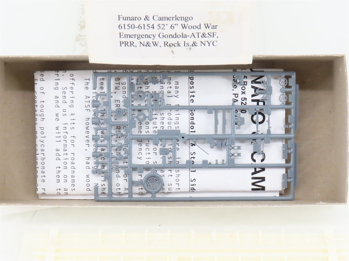 HO Scale Funaro &amp; Camerlengo Kit 6150-6154 ATSF/PRR/N&amp;W/RI/NYC Emergency Gondola