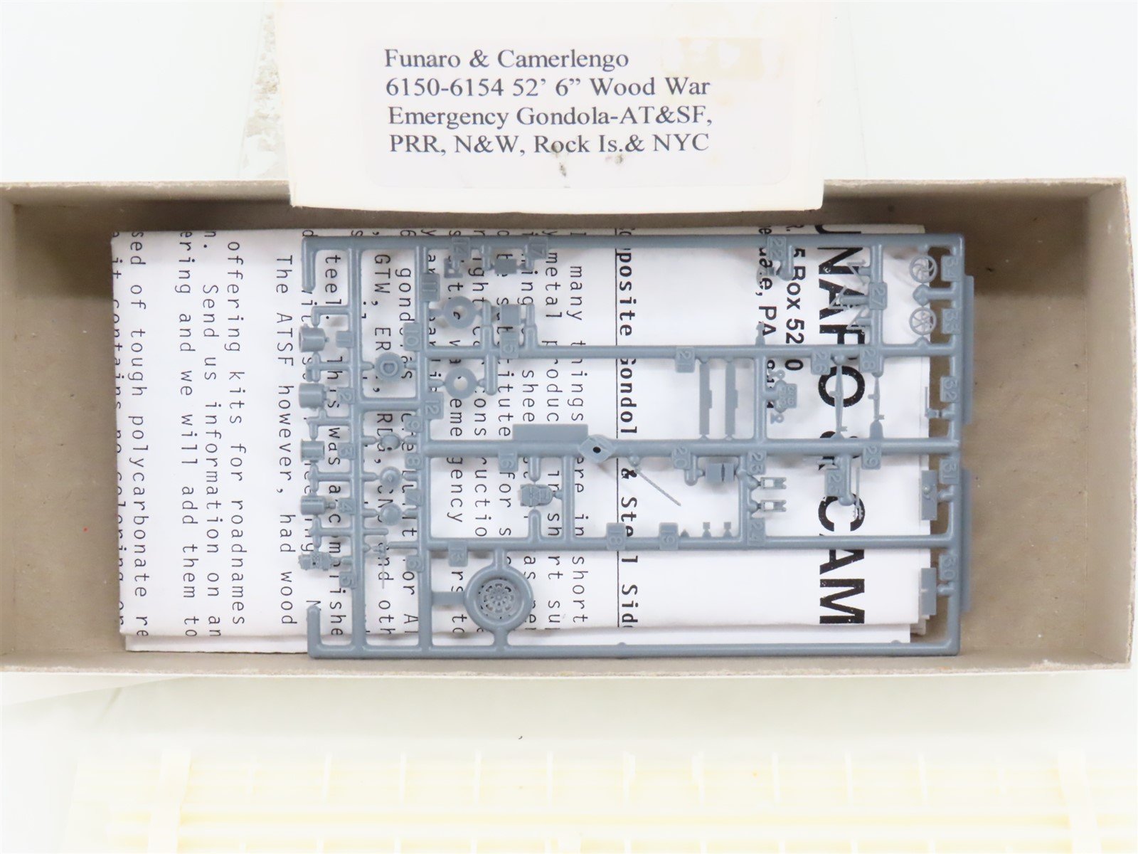 HO Scale Funaro & Camerlengo Kit 6150-6154 ATSF/PRR/N&W/RI/NYC Emergency Gondola