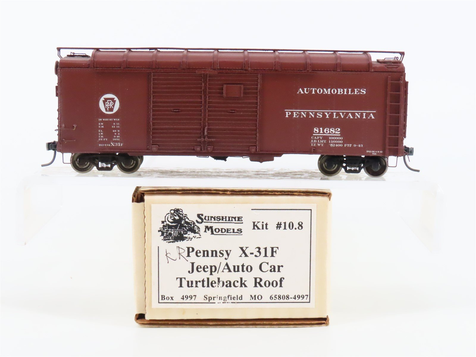 HO Scale Sunshine Models #10.8 PRR Pennsylvania Automobile Box Car #81682 Custom