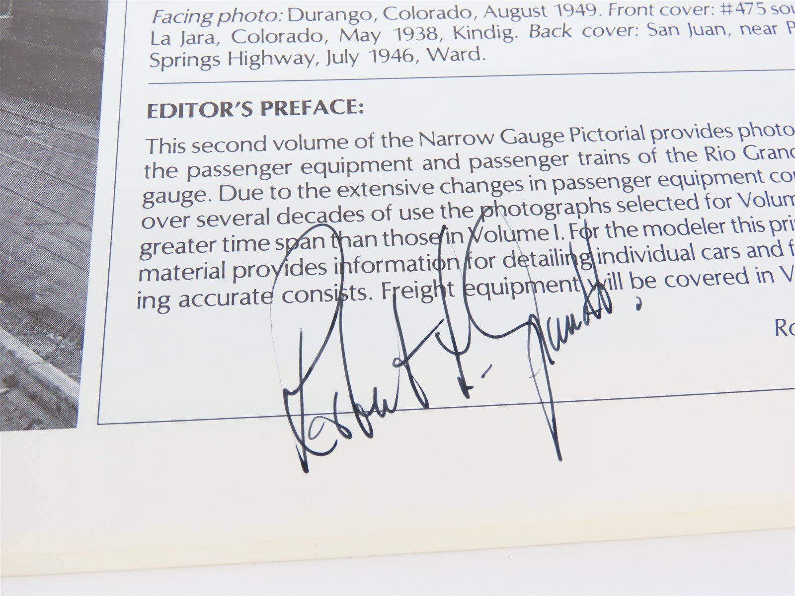 Narrow Gauge Pictorial Passenger Cars of the D&RGW Volume II by Grandt - SIGNED