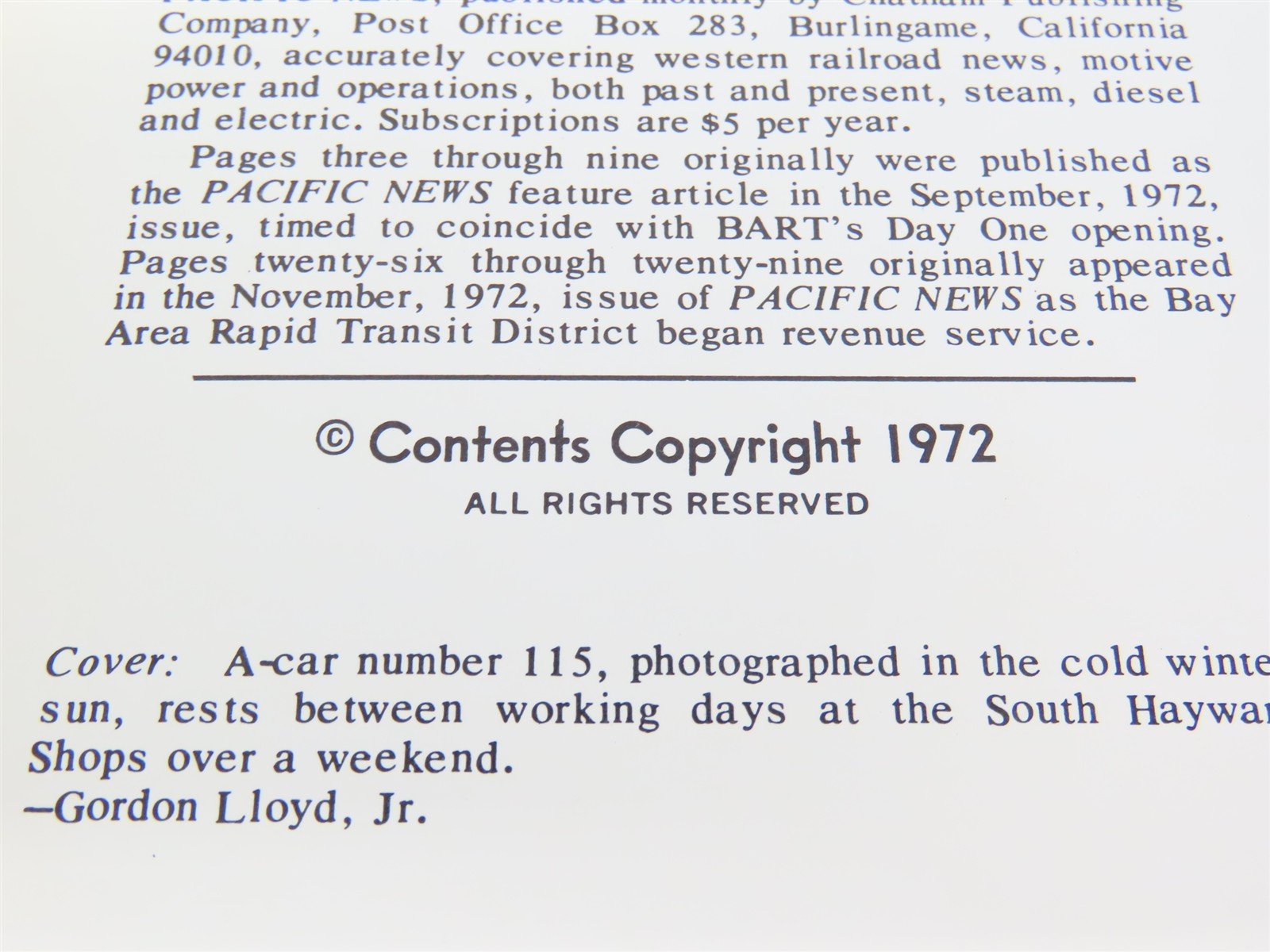 BART Off & Running by Joseph A. Strapac ©1972 SC Book