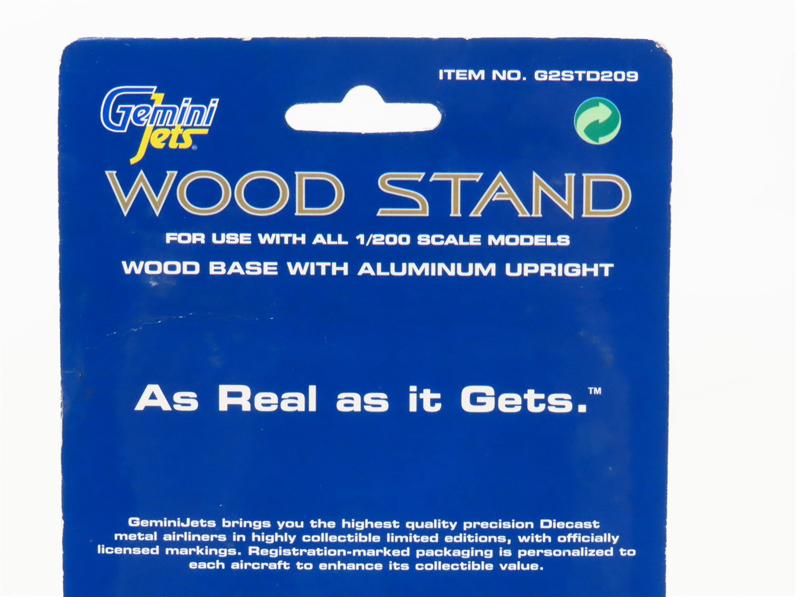 1:200 Scale Gemini Jets G2STD209 Wood Stand w/ Aluminum Upright