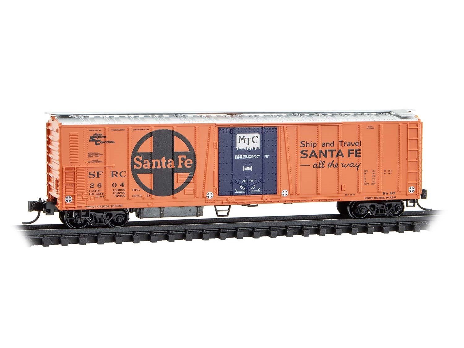 N Micro-Trains MTL 07000120 SFRC ATSF Santa Fe 51' Rib Side Mech Reefer #2604