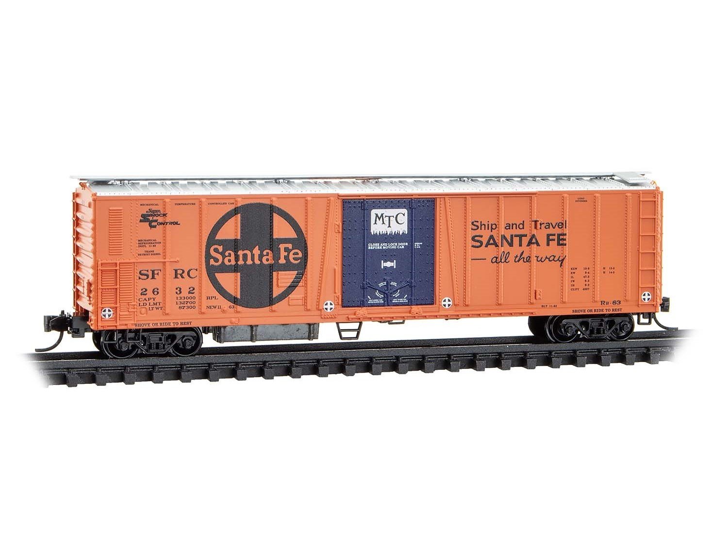 N Micro-Trains MTL 07000121 SFRC ATSF Santa Fe 51' Rib Side Mech Reefer #2632