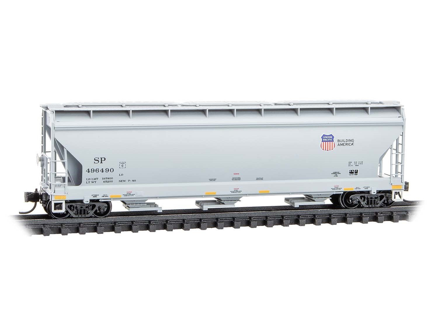 N Micro-Trains MTL 09400970 UP Union Pacific/ex-SP 3-Bay Covered Hopper #496490