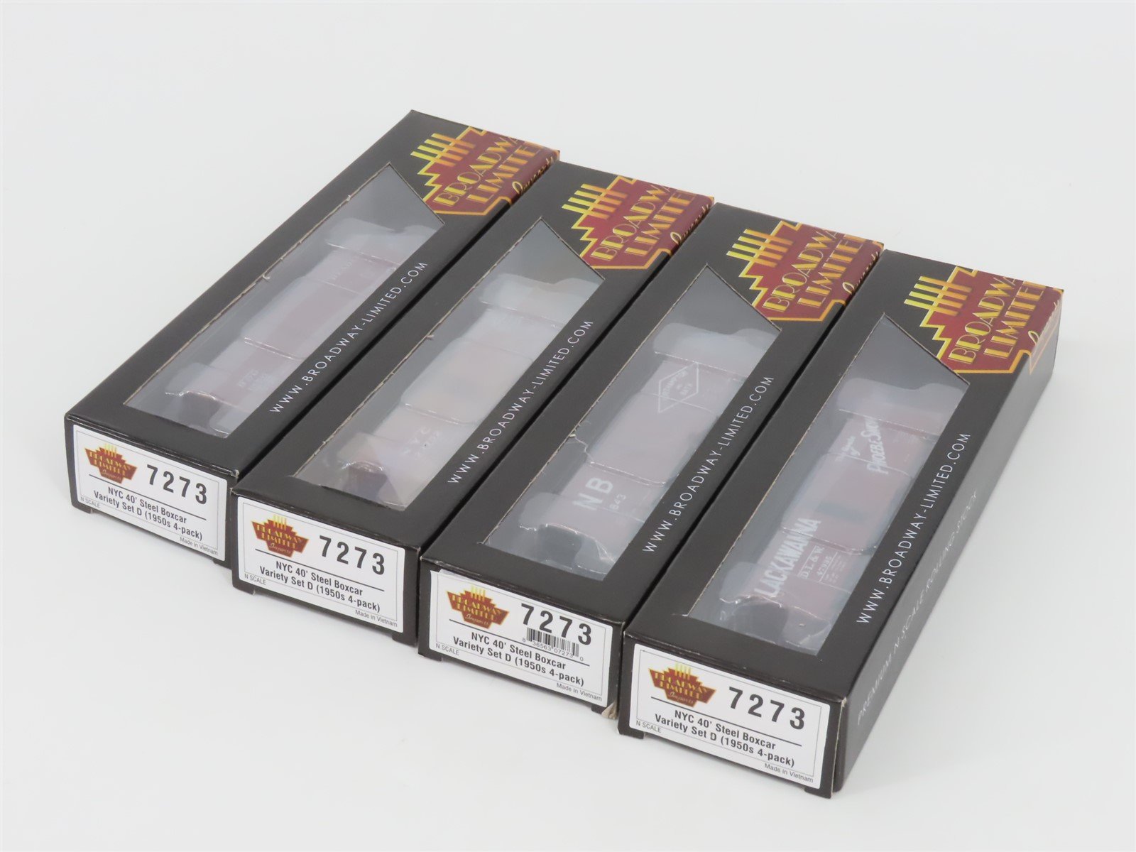 N Broadway Limited Imports 7273 NYC 40' Steel Box Cars Variety Set D 4-Pack