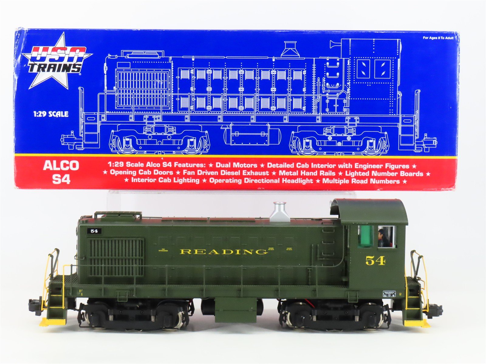 G Scale 2-Rail AC USA Trains R22558 RDG Reading S4 Diesel Switcher #54 w/ Sound