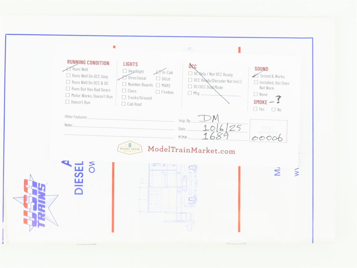 G Scale 2-Rail AC USA Trains R22558 RDG Reading S4 Diesel Switcher #54 w/ Sound
