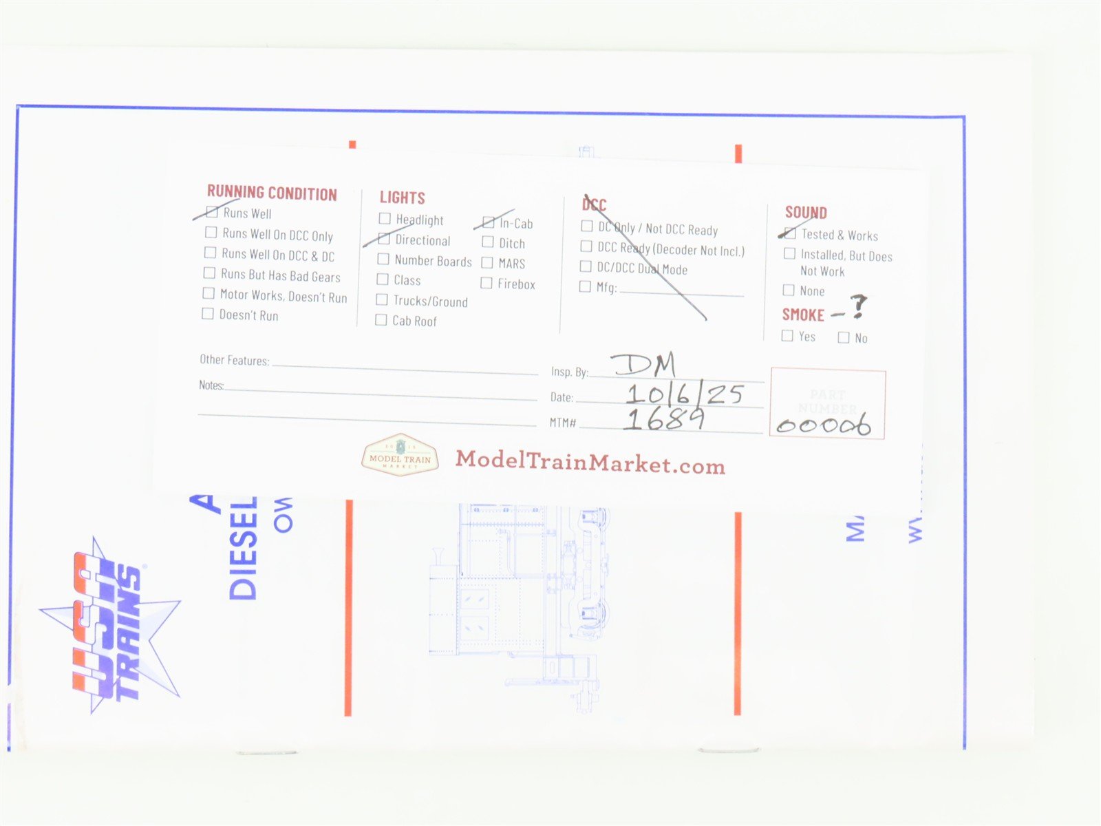 G Scale 2-Rail AC USA Trains R22558 RDG Reading S4 Diesel Switcher #54 w/ Sound