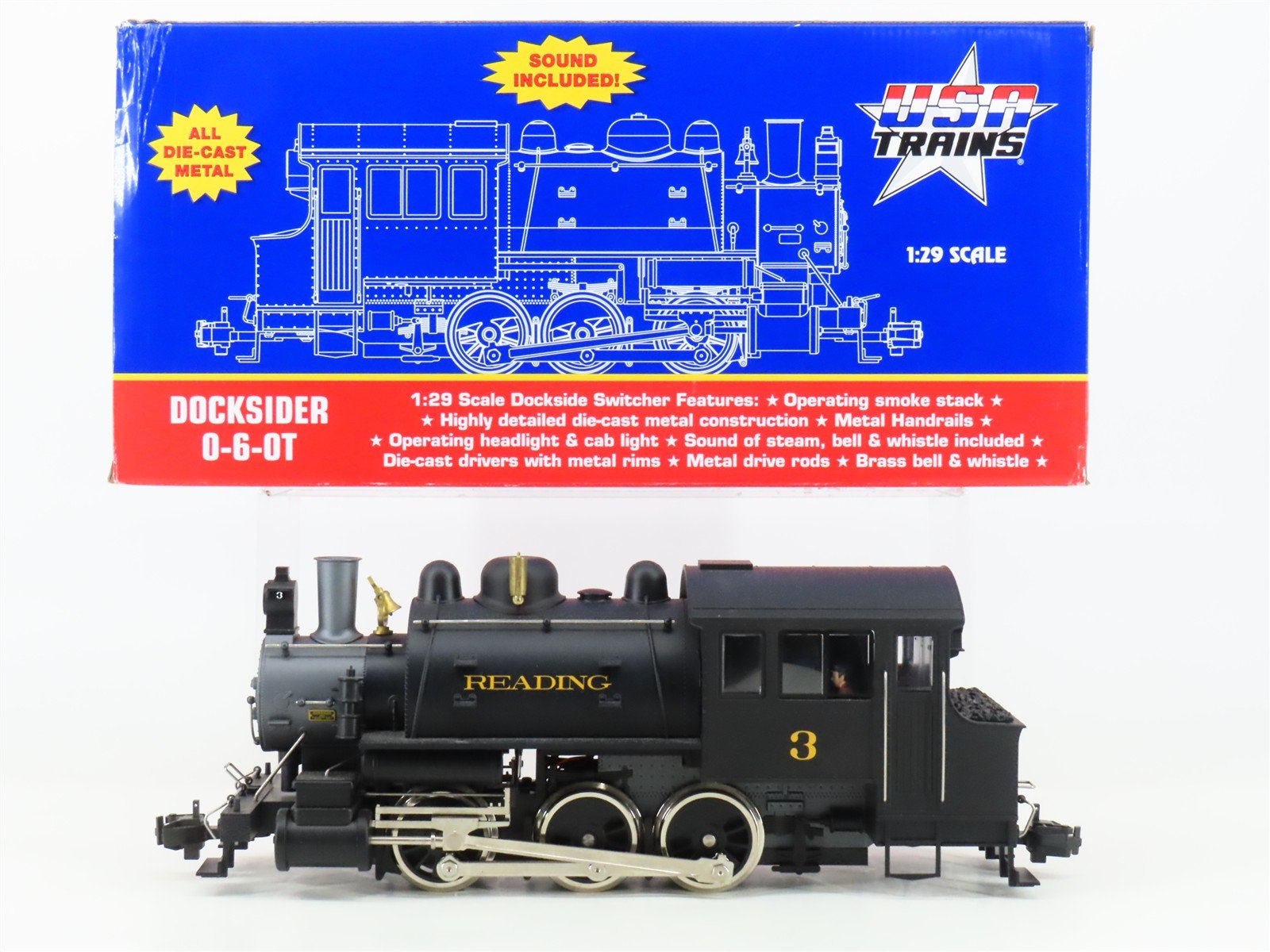 G Scale USA Trains R20057 RDG Reading 0-6-0ST Dockside Steam Switcher #3 w/Sound