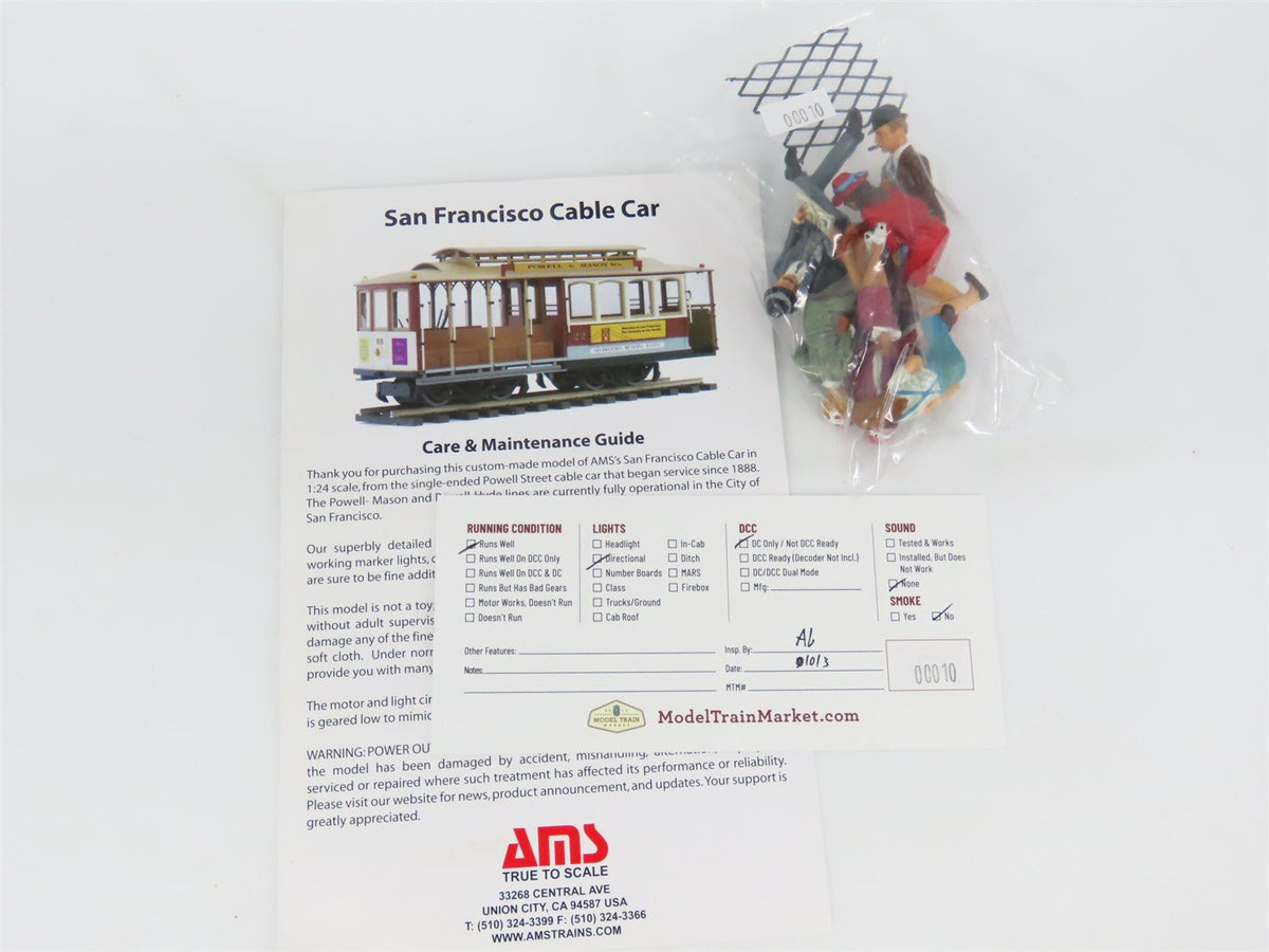 G Scale AMS AM66-011 San Francisco Powell &amp; Mason Electric Cable Car #12