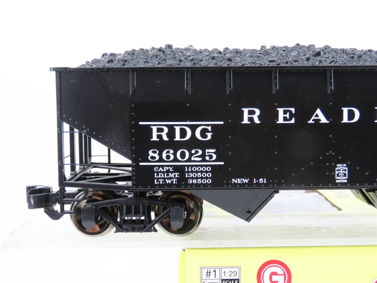 G Scale Aristo-Craft ART-41814B RDG Reading 2-Bay Hopper #86025 w/Coal Load