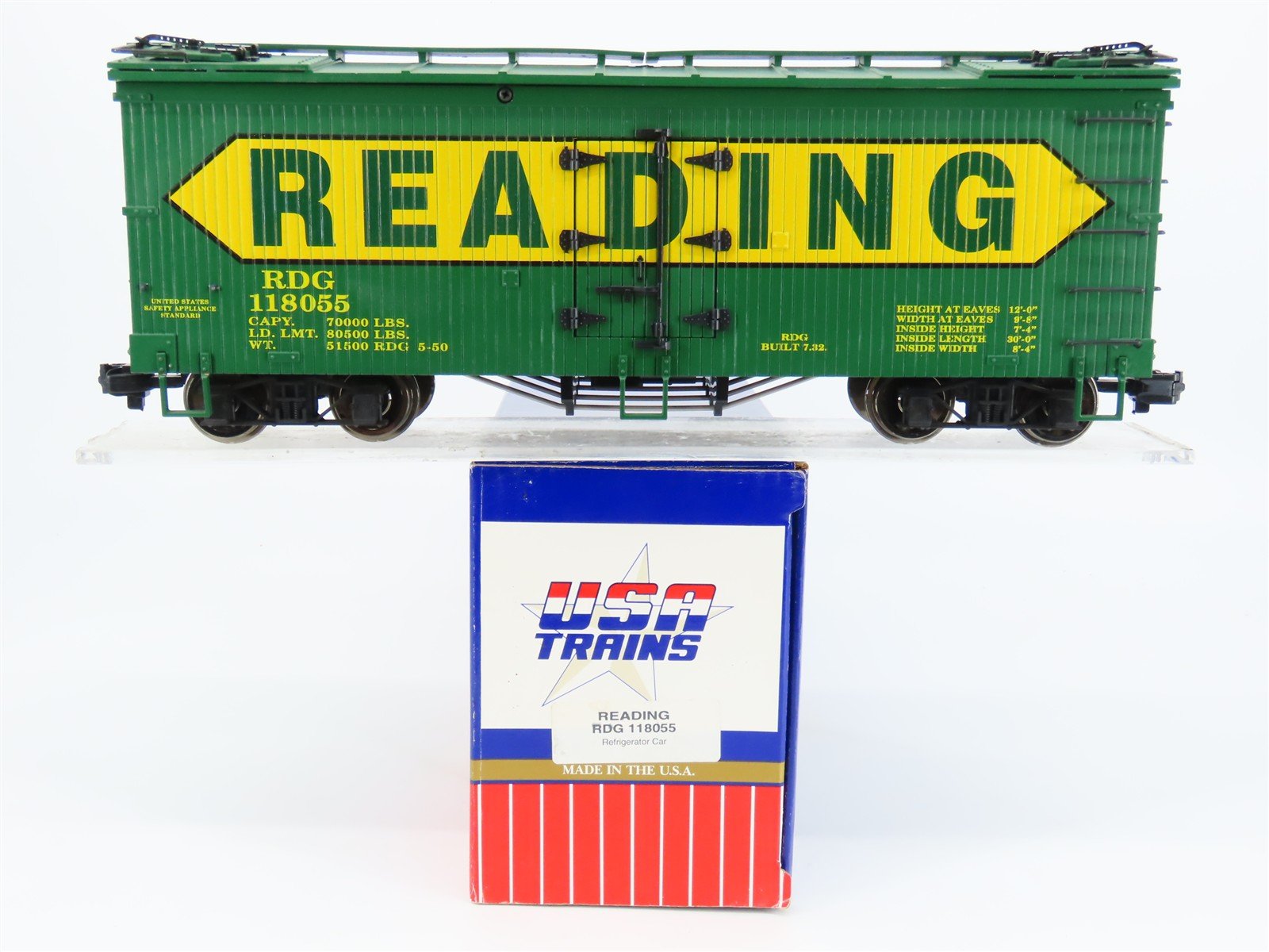 G Scale USA Trains RDG Reading Old Style Refrigerator Car #118055