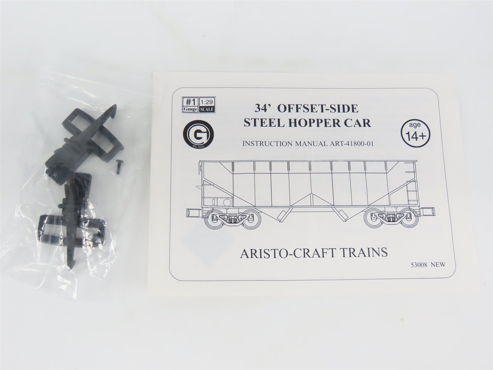 G Scale Aristo-Craft ART-41814C RDG Reading 2-Bay Hopper #86039 w/Coal Load