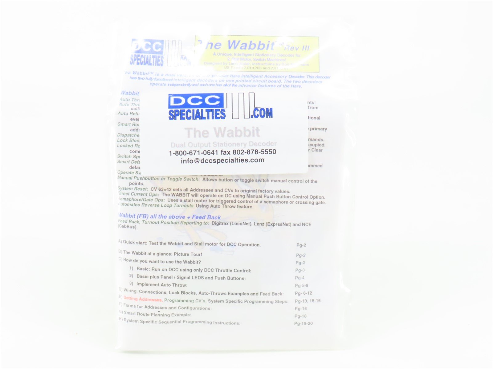 DCC Specialties.com The Wabbit Rev III Dual Output Stationery Decoder