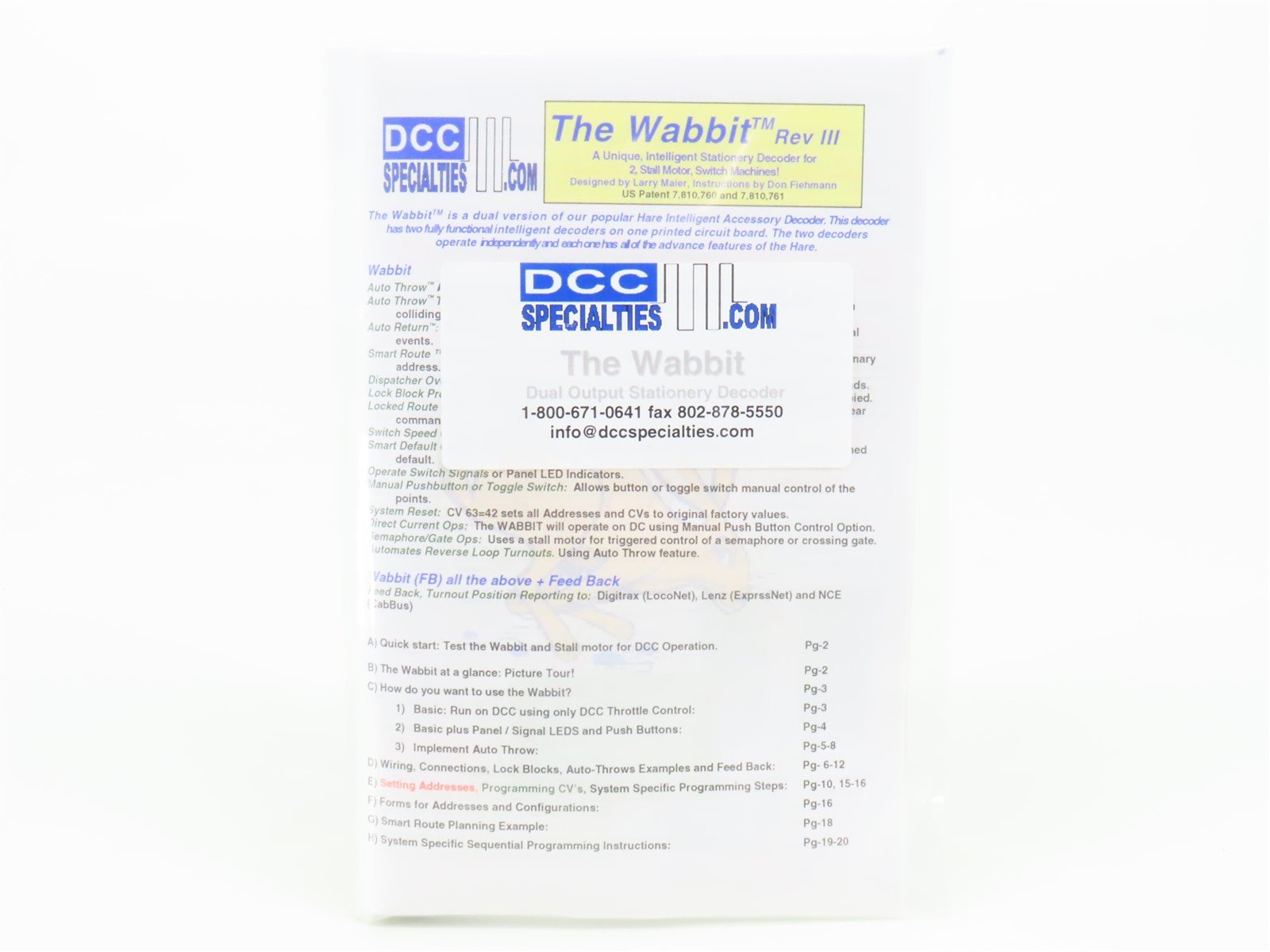 DCC Specialties.com The Wabbit Rev III Dual Output Stationery Decoder