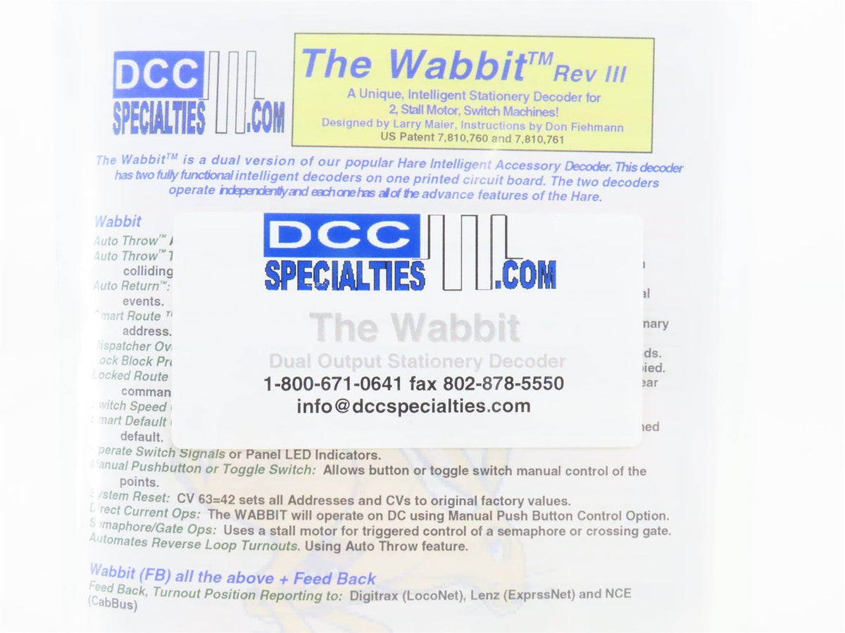 DCC Specialties.com The Wabbit Rev III Dual Output Stationery Decoder
