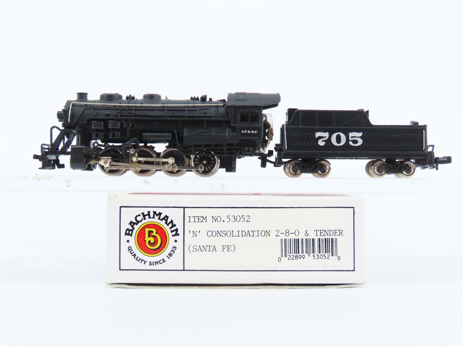 N Scale Bachmann 53052 ATSF Santa Fe 2-8-0 Steam Locomotive #705