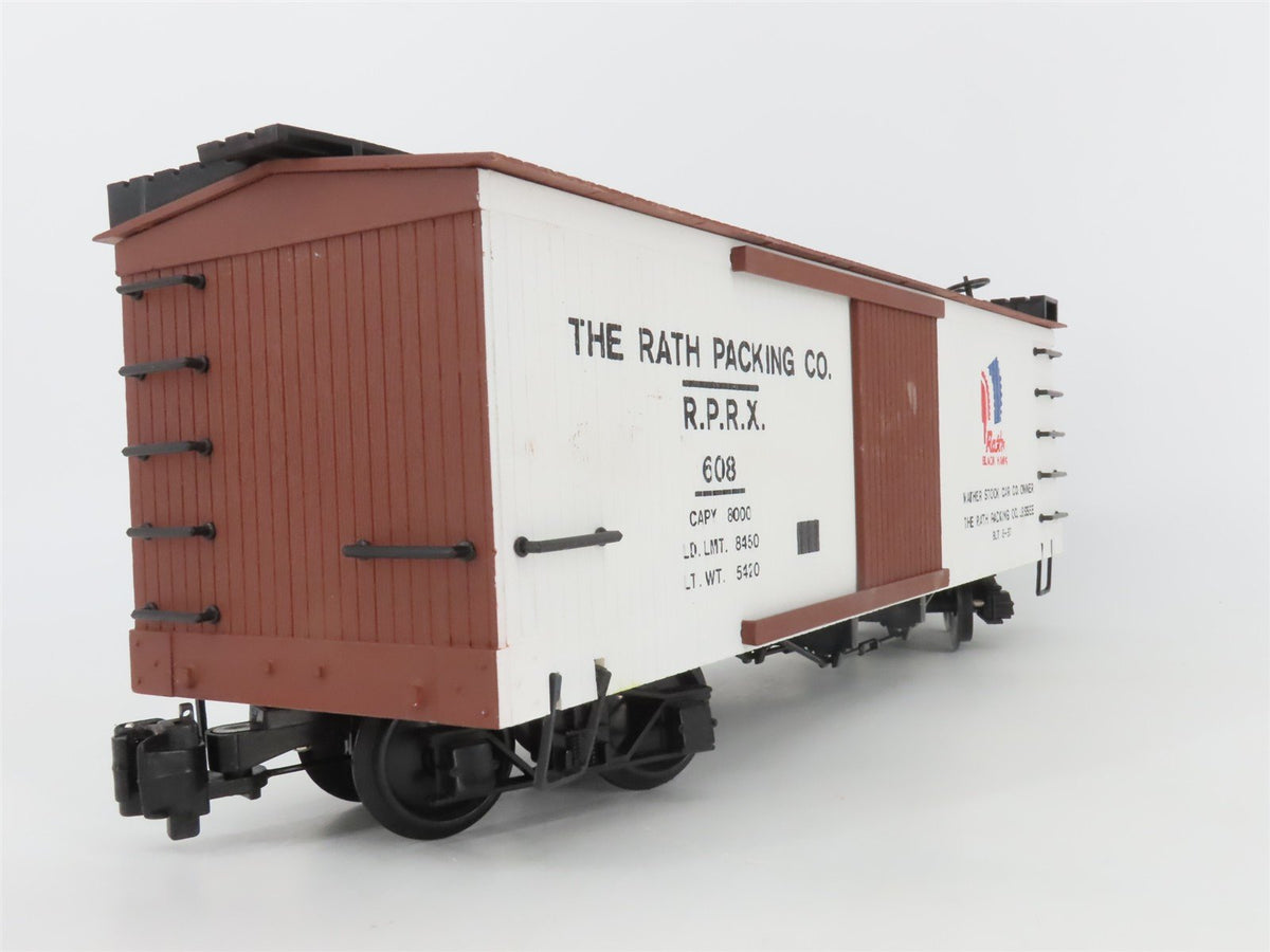 G Scale Bachmann RPRX Rath Packing Co &quot;Black Hawk&quot; Boxcar #608