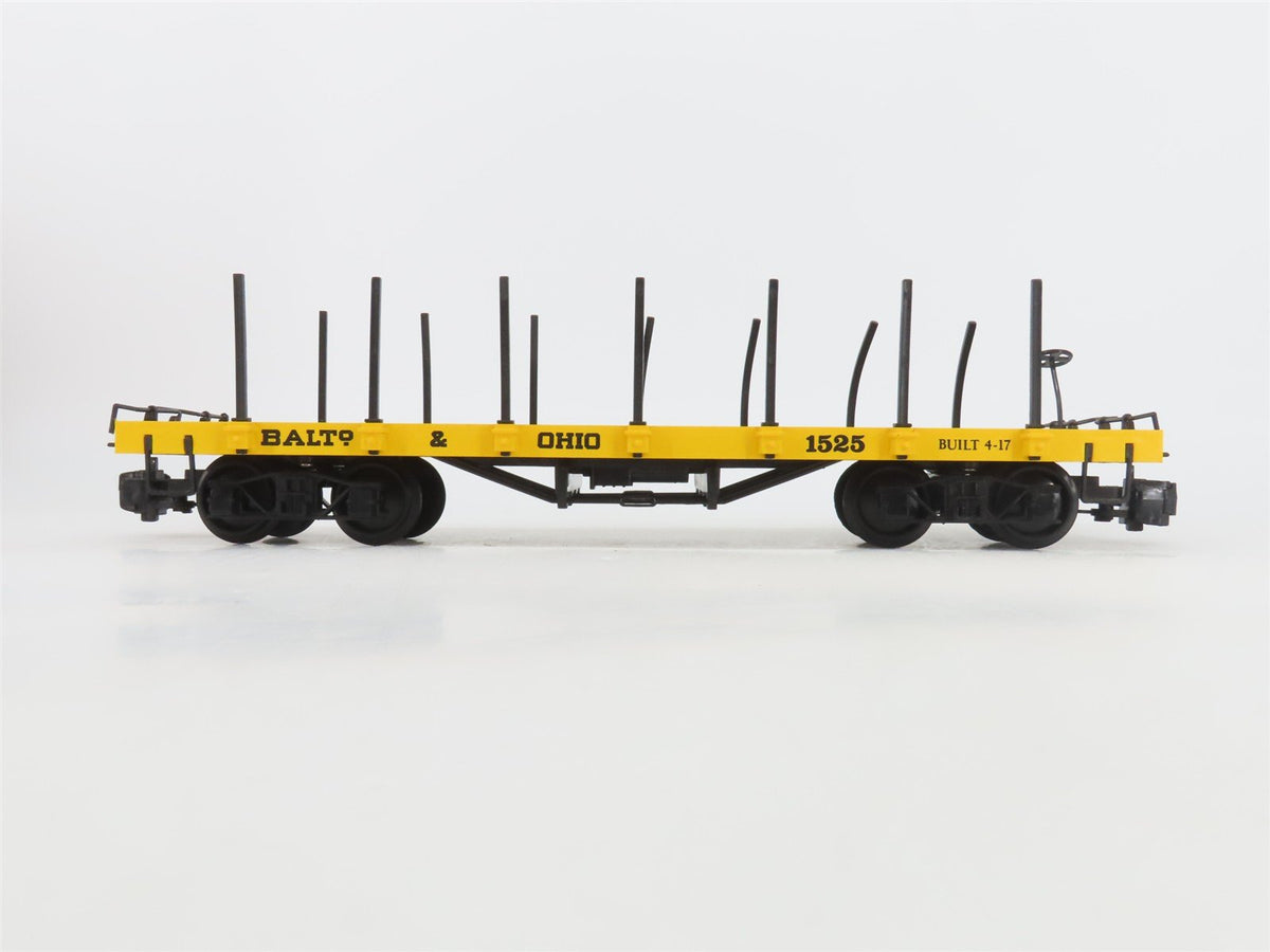 G Scale Bachmann B&amp;O Baltimore &amp; Ohio Flatcar w/Stakes #1525