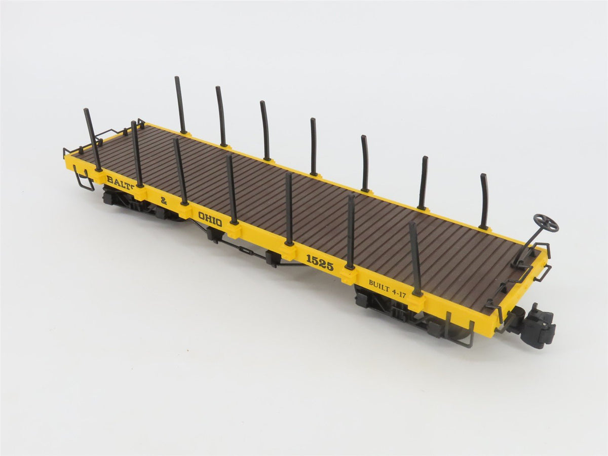 G Scale Bachmann B&amp;O Baltimore &amp; Ohio Flatcar w/Stakes #1525