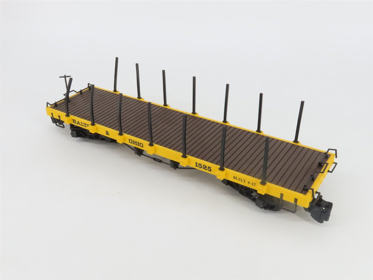 G Scale Bachmann B&amp;O Baltimore &amp; Ohio Flatcar w/Stakes #1525