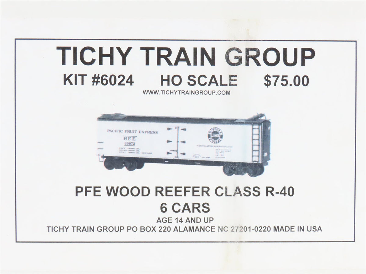 HO Scale Tichy Train Group Kit 6024 UP SP PFE Class R-40 Wood Reefer 6-Pack