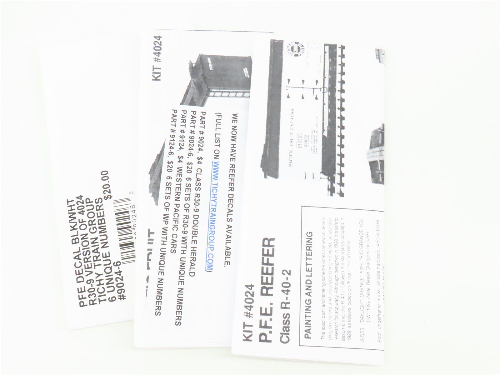 HO Scale Tichy Train Group Kit 6024 UP SP PFE Class R-40 Wood Reefer 6-Pack