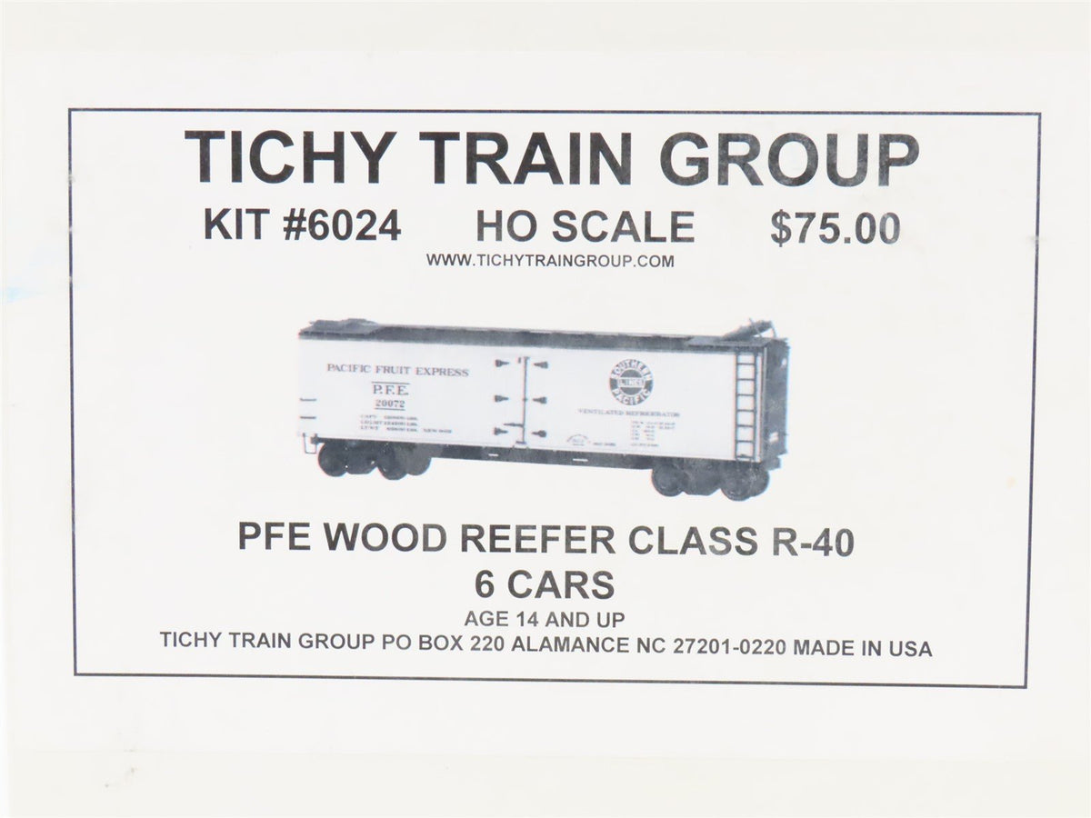 HO Scale Tichy Train Group Kit 6024 UP SP PFE Class R-40 Wood Reefer 6-Pack