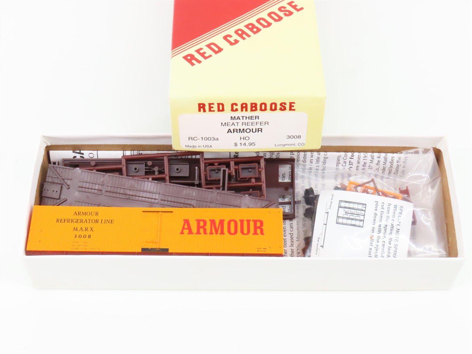 HO Scale Red Caboose Kit RC-1003a MARX Armour Mather Meat Reefer #3008