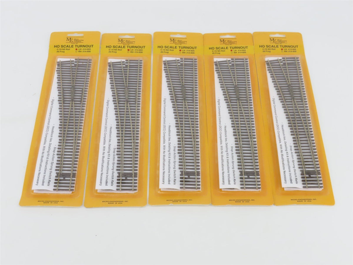 LOT of 5 HO Scale Micro-Engineering #14-805 Code70 NS #6 Frog Left Turnout Track