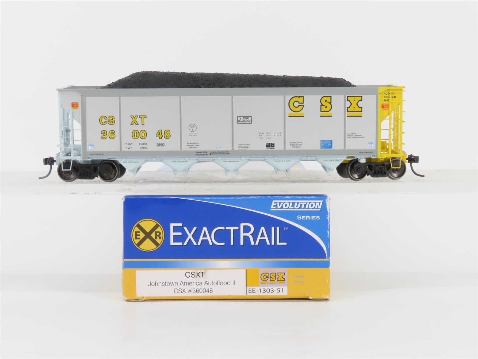 HO Scale ExactRail Evolution EE-1303-51 CSXT CSX 5-Bay Hopper #360048 w/ Load