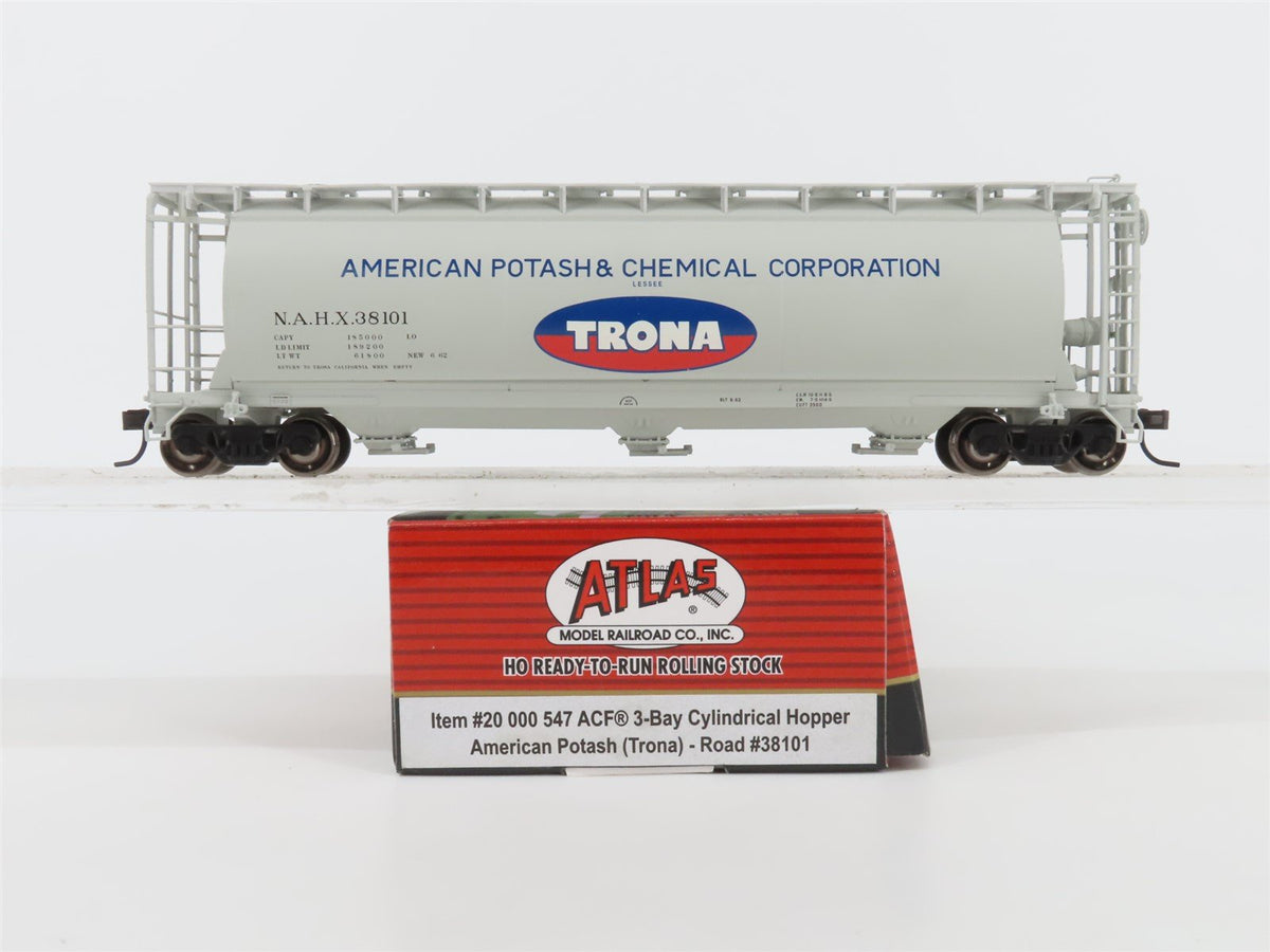 HO Scale Atlas 20000547 NAHX Trona 3-Bay Cylindrical Hopper #38101