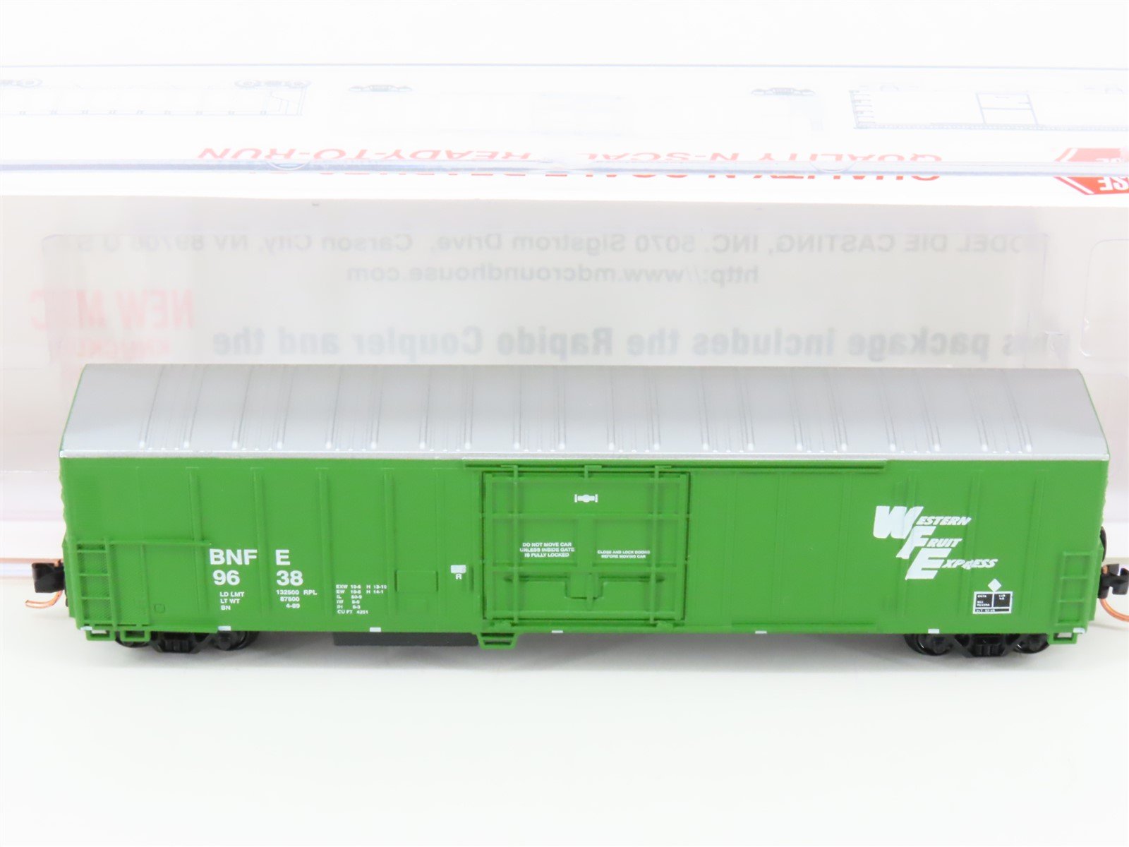 N Roundhouse 84208 BNFE Western Fruit Express 57' Mech Reefer #9638 UPGRADED
