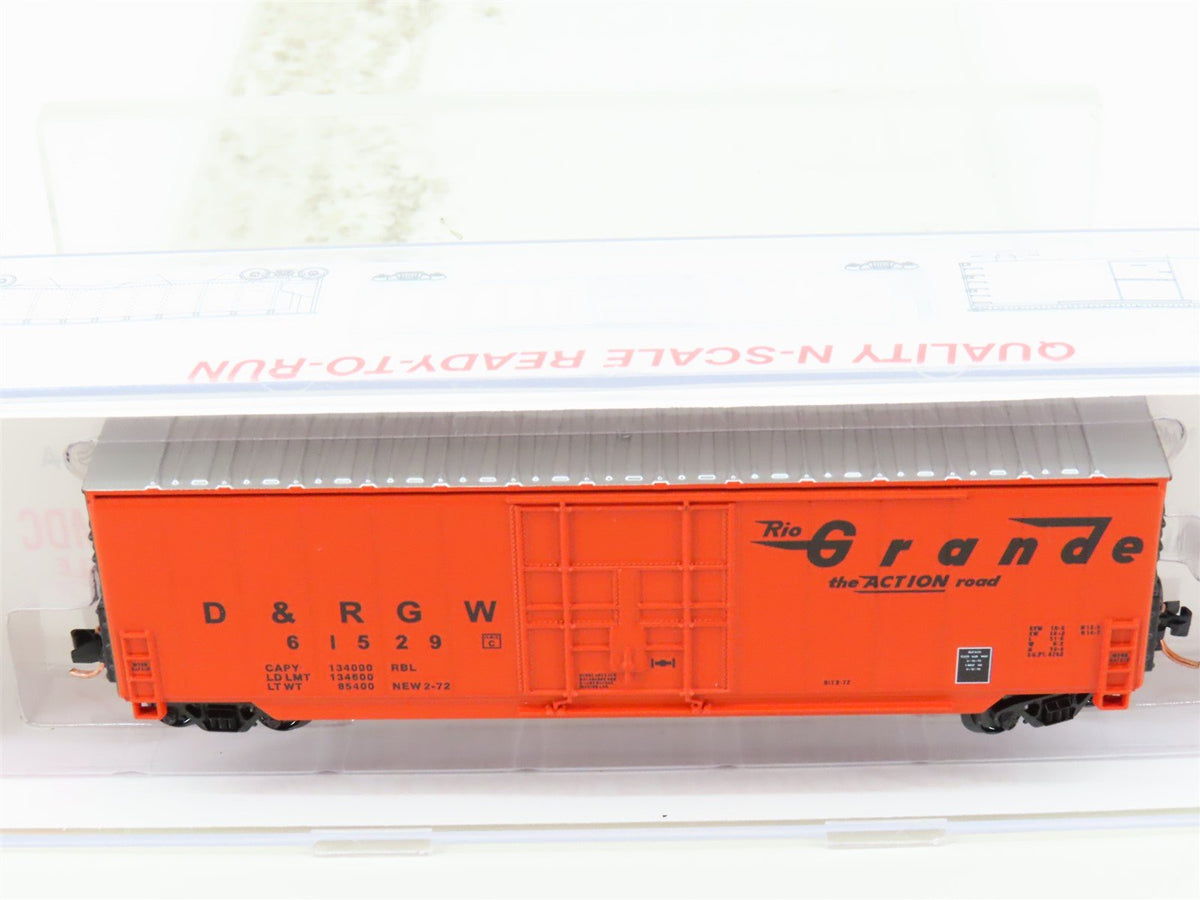 N Scale Roundhouse 82014 DRGW Rio Grande 50&#39; Hi-Cube Boxcar #61529 UPGRADED
