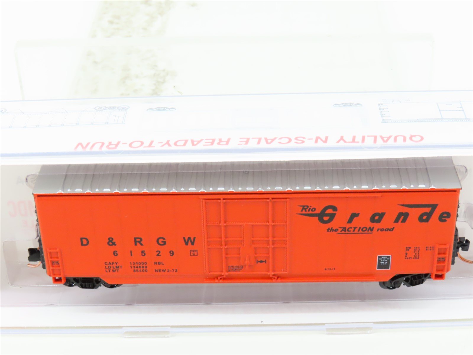N Scale Roundhouse 82014 DRGW Rio Grande 50' Hi-Cube Boxcar #61529 UPGRADED
