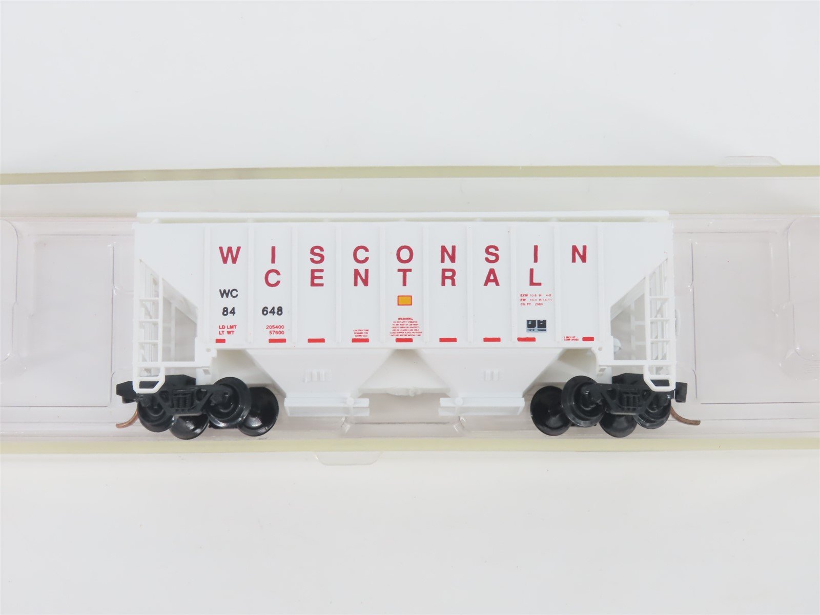 N Scale Red Caboose RN-15016-10 WC Wisconsin Central 2-Bay Hopper #84648