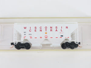 N Scale Red Caboose RN-15016-8 WC Wisconsin Central 2-Bay Covered Hopper #84619
