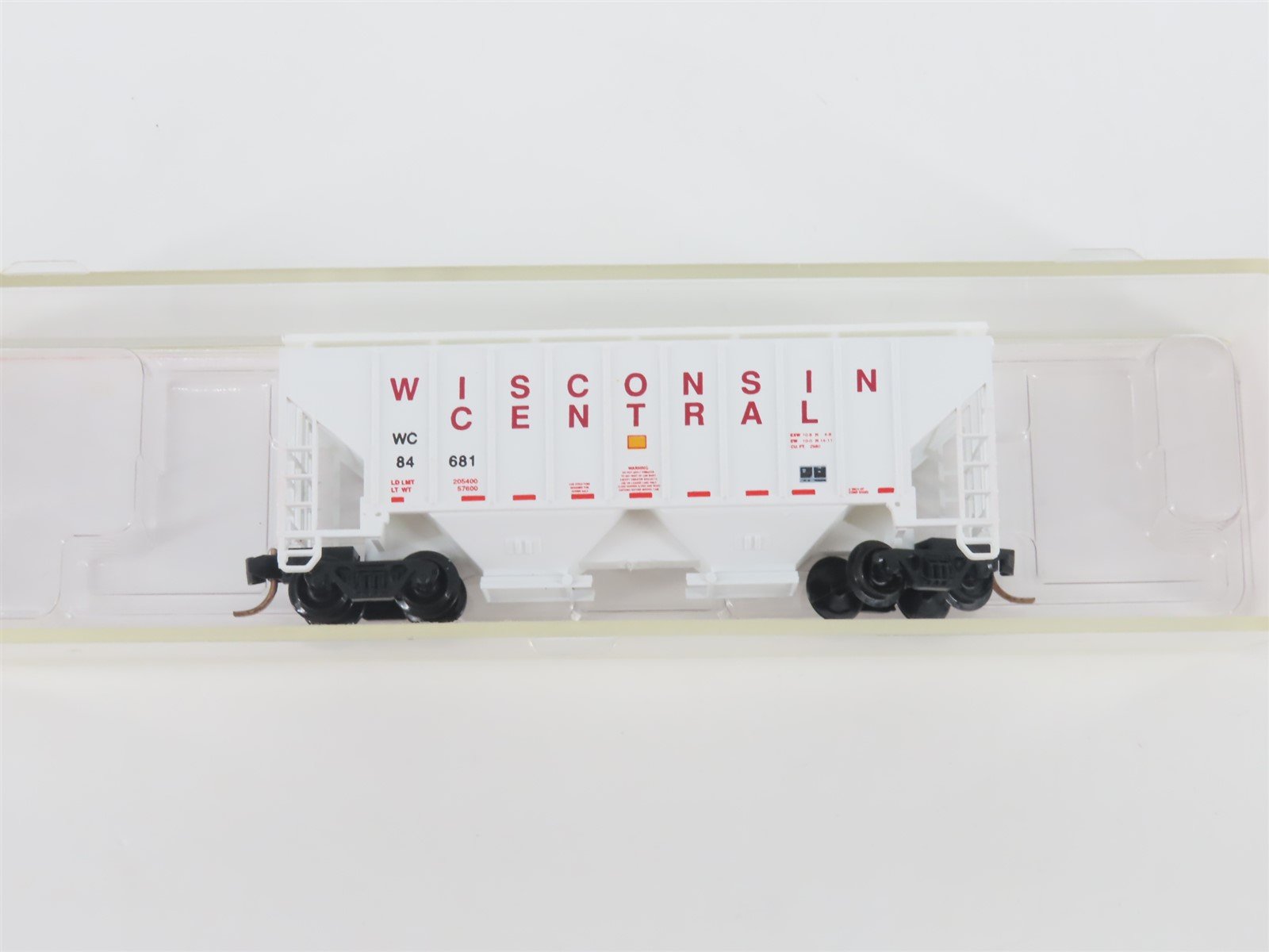 N Scale Red Caboose RN-15016-12 WC Wisconsin Central 2-Bay Covered Hopper #84681