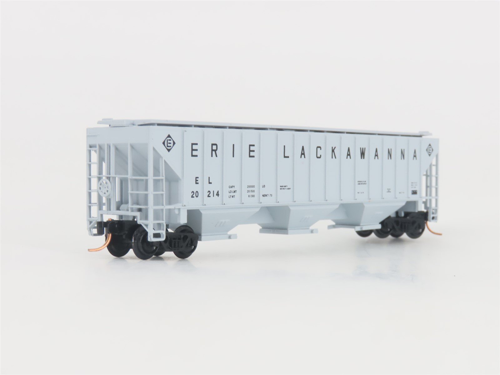 N Scale Red Caboose RN-15422-4 EL Erie Lackawanna 3-Bay Covered Hopper #20214