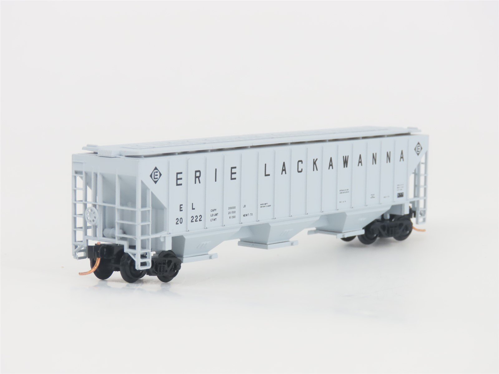 N Scale Red Caboose RN-15422-5 EL Erie Lackawanna 3-Bay Covered Hopper #20222