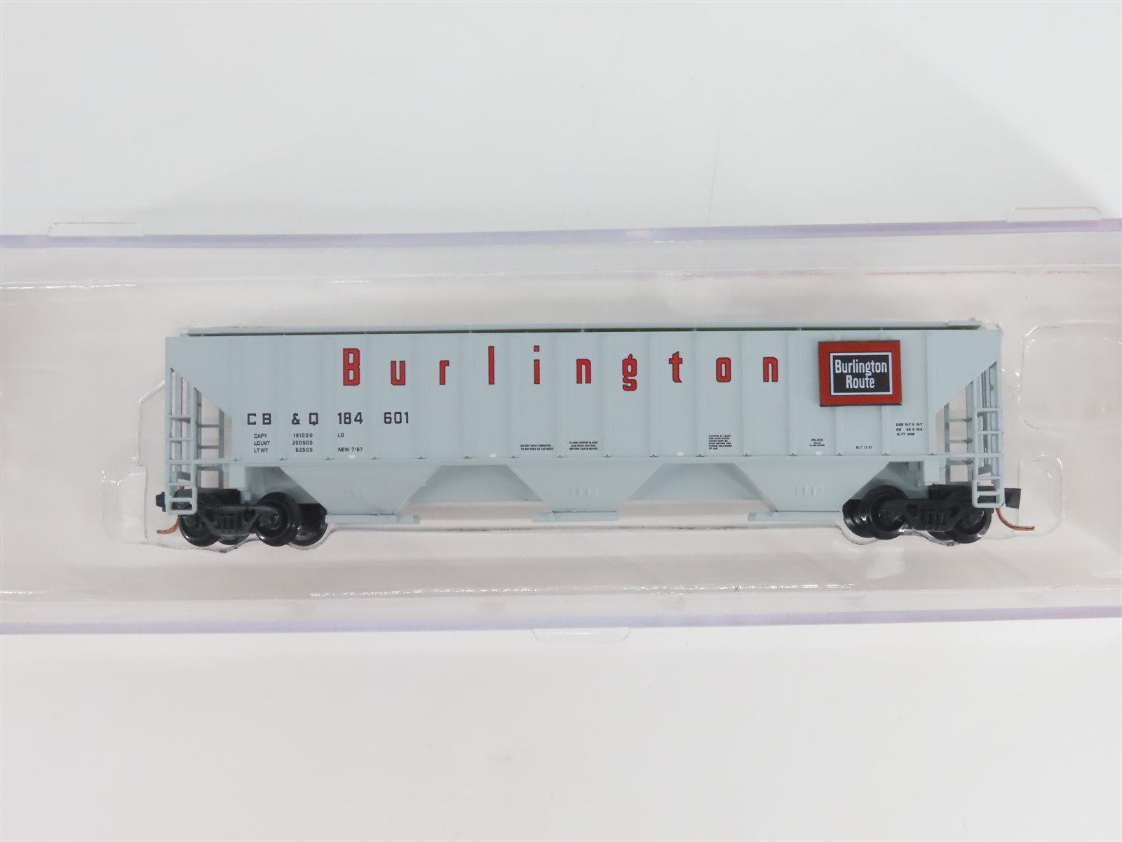 N Scale Red Caboose RM-25436-1 CB&Q Burlington Route 3-Bay Hopper #184601