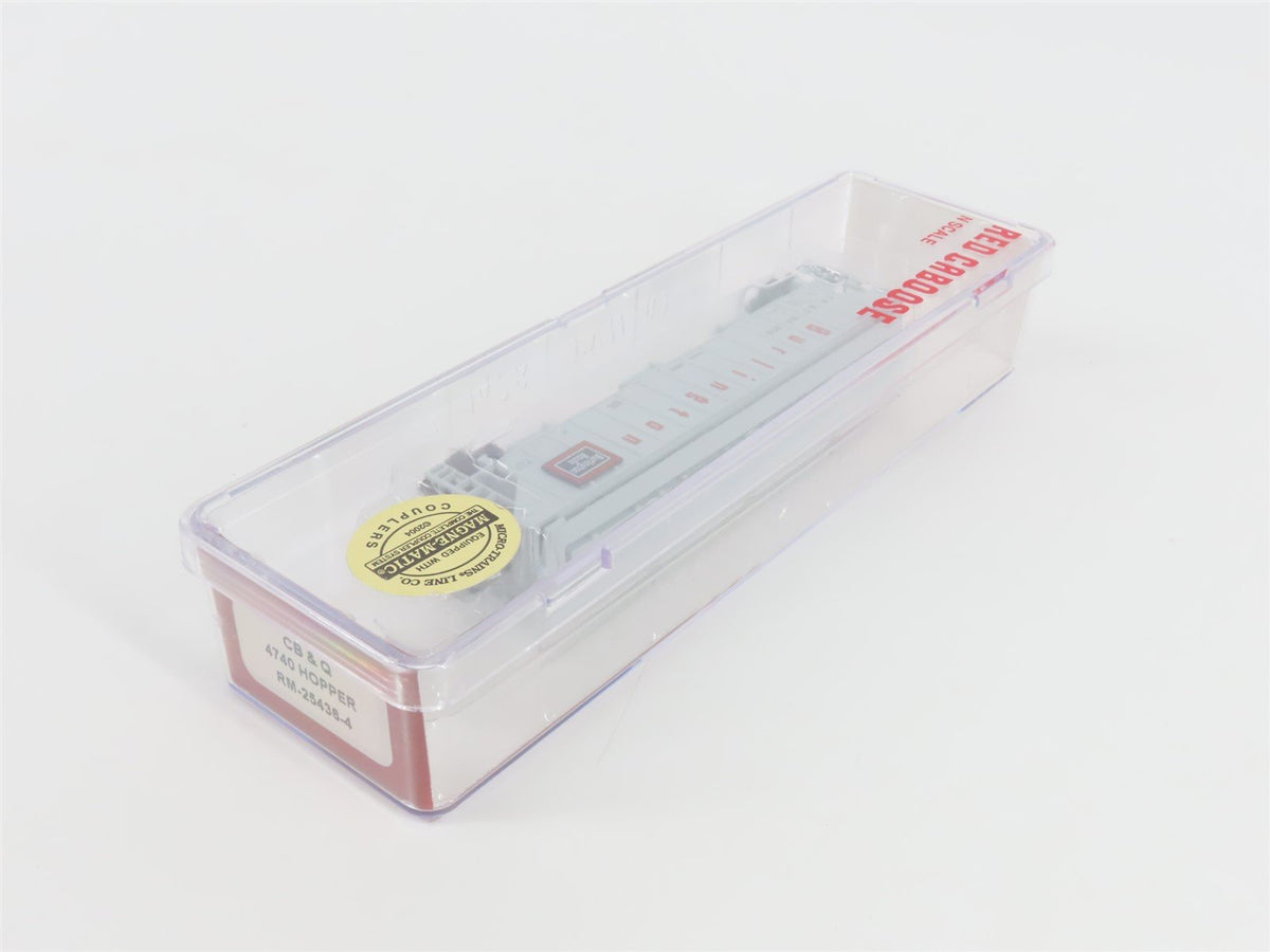 N Scale Red Caboose RM-25436-4 CB&amp;Q Burlington Route 3-Bay Hopper #184658