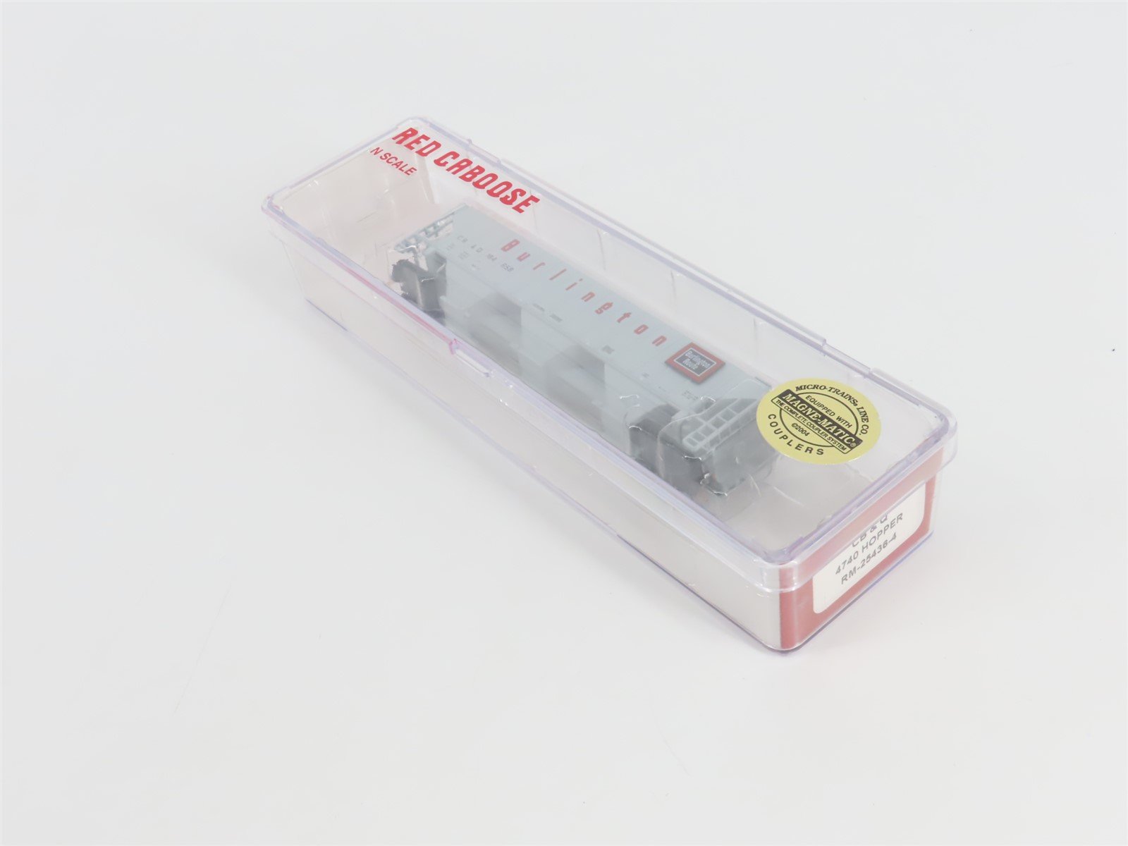 N Scale Red Caboose RM-25436-4 CB&Q Burlington Route 3-Bay Hopper #184658