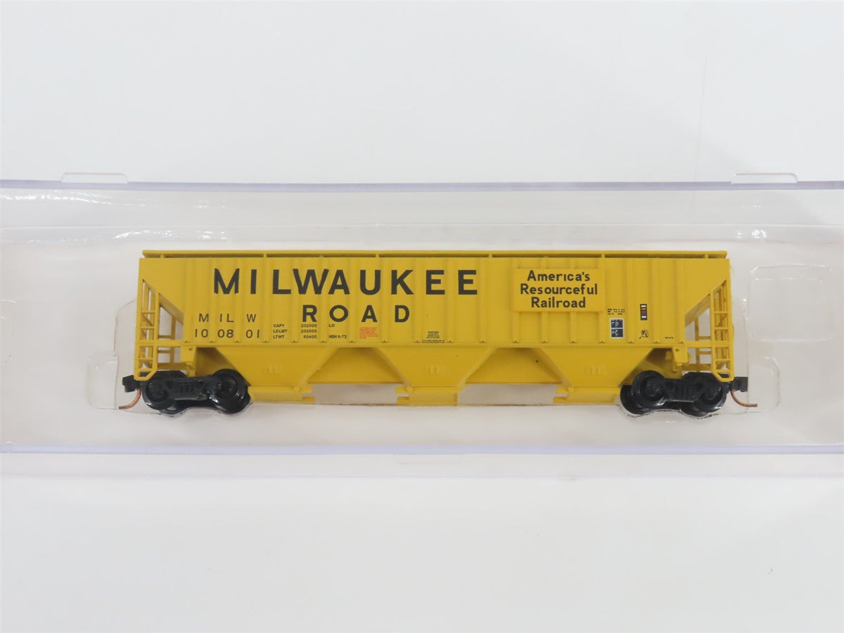 N Scale Red Caboose RM-25628-4 MILW Milwaukee Road 3-Bay Covered Hopper #100801