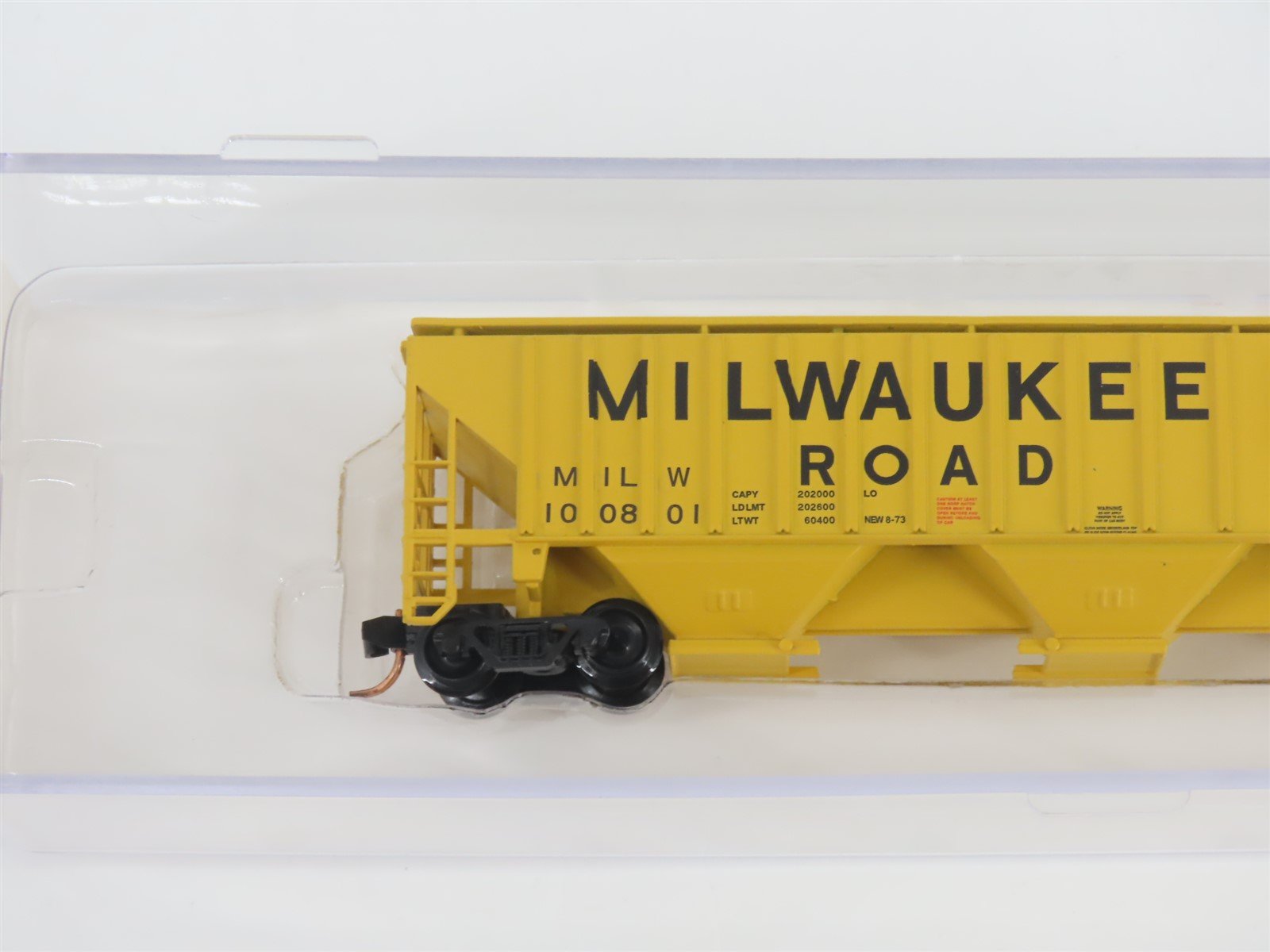 N Scale Red Caboose RM-25628-4 MILW Milwaukee Road 3-Bay Covered Hopper #100801