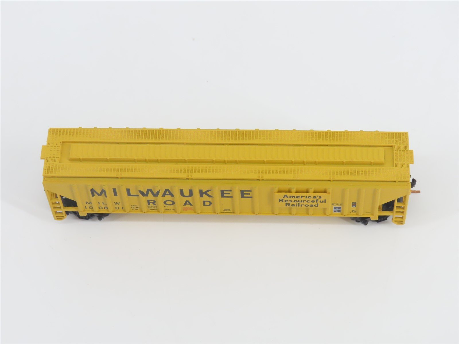 N Scale Red Caboose RM-25628-4 MILW Milwaukee Road 3-Bay Covered Hopper #100801